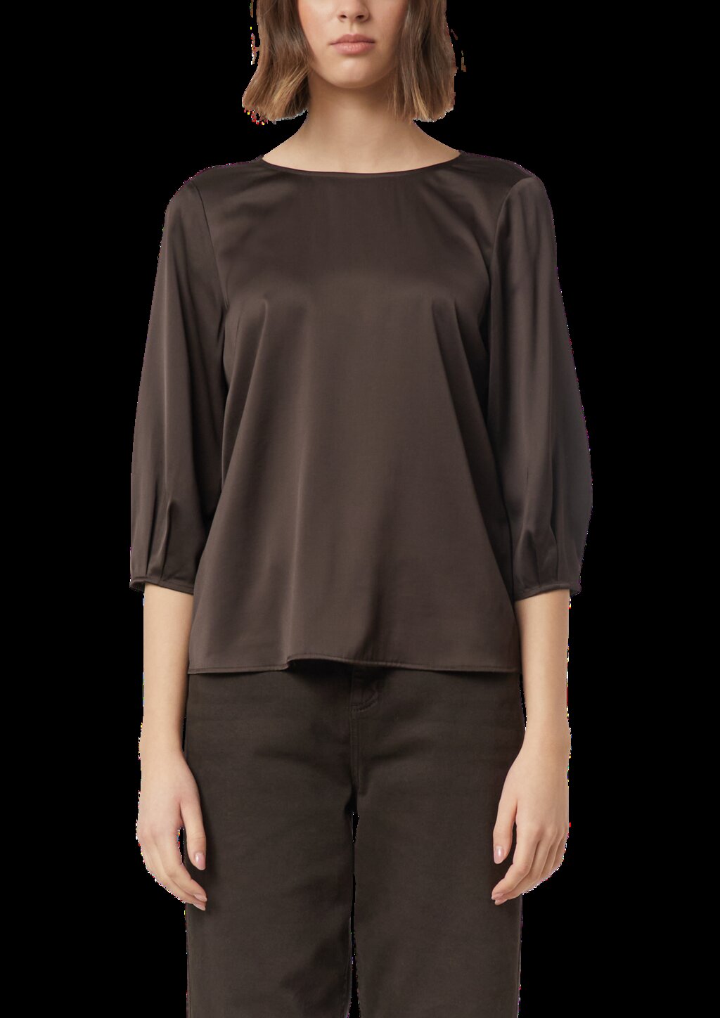 Satinbluse mit 3/4-Ärmeln
