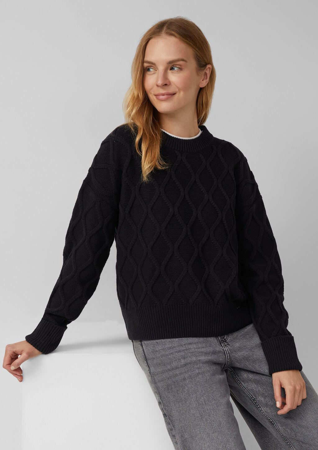 Pullover im Relaxed Fit mit Zopfmuster