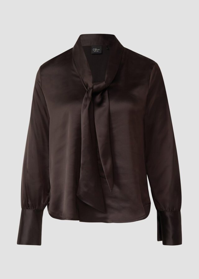 Satin-Bluse mit eleganter Kragen-Schluppe