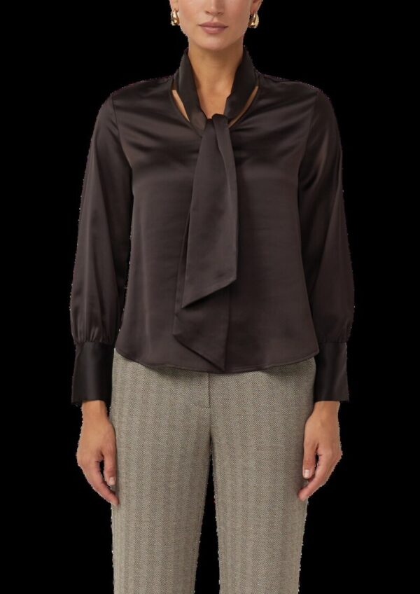 Satin-Bluse mit eleganter Kragen-Schluppe