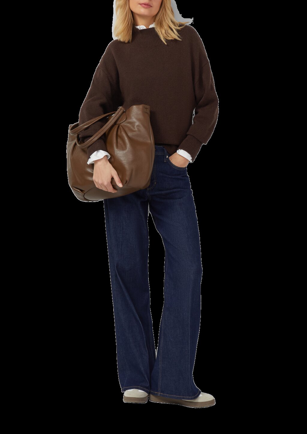 Shopper aus Lederimitat mit Logoprägung und abnehmbarem Schultergurt