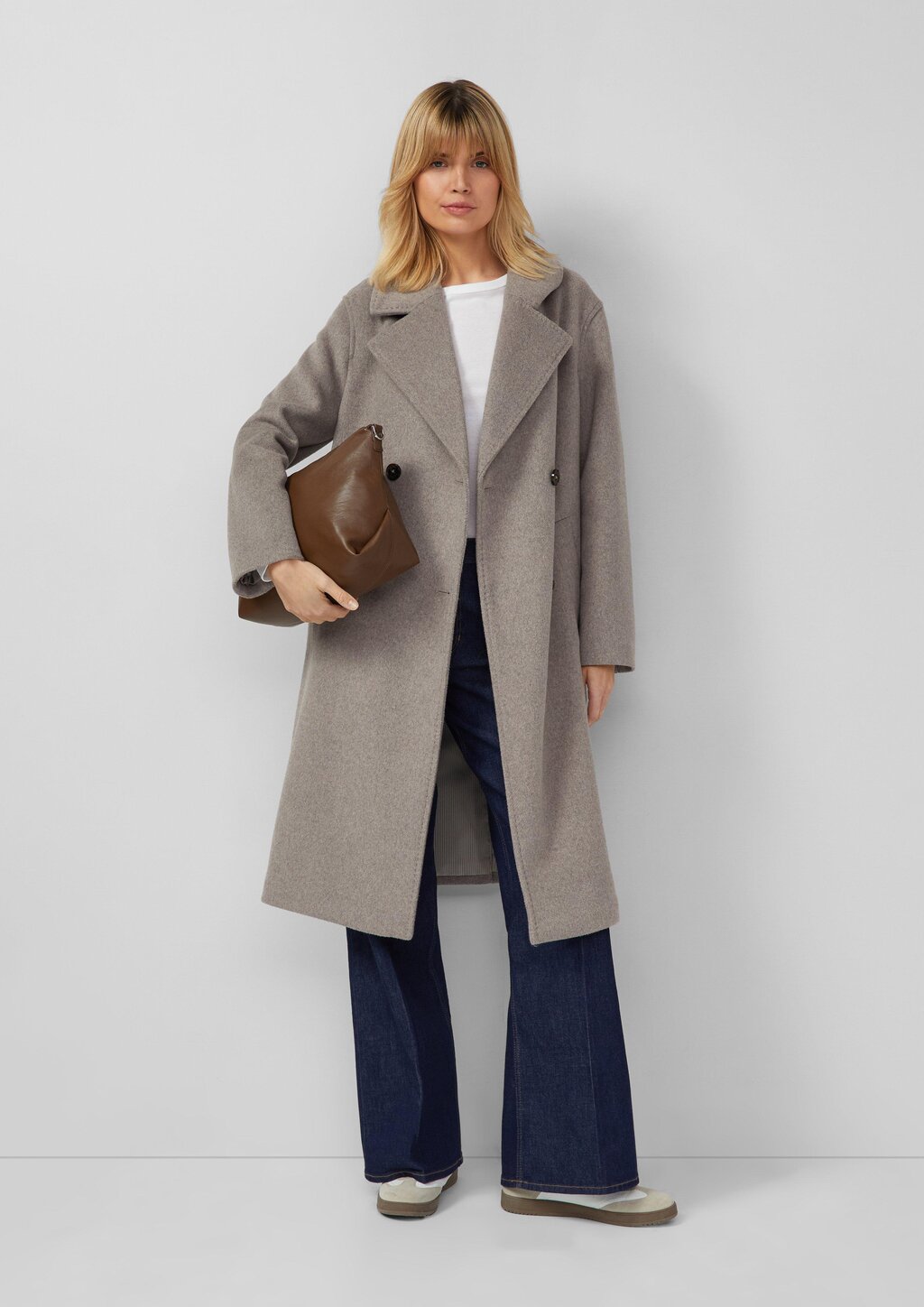 Schultertasche aus Lederimitat mit Logoprägung und abnehmbarem Schulterriemen