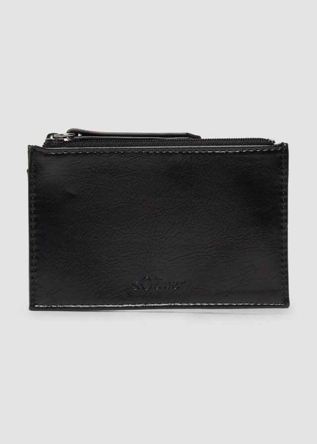 Schmale Gedbörse aus Lederimitat mit Kartenfächern und Münzfach mit Reißverschluss