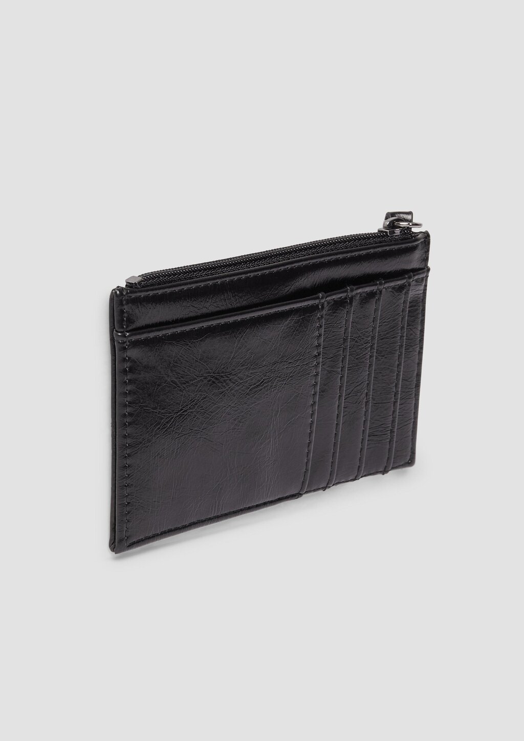 Schmale Gedbörse aus Lederimitat mit Kartenfächern und Münzfach mit Reißverschluss