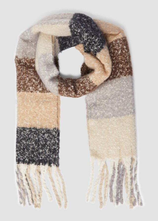 Schal mit Fransen und mehrfarbigem Karo-Muster