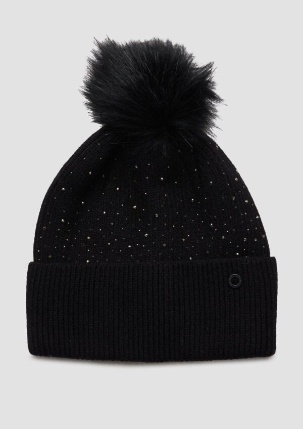 Strickmütze mit Schmucksteinen