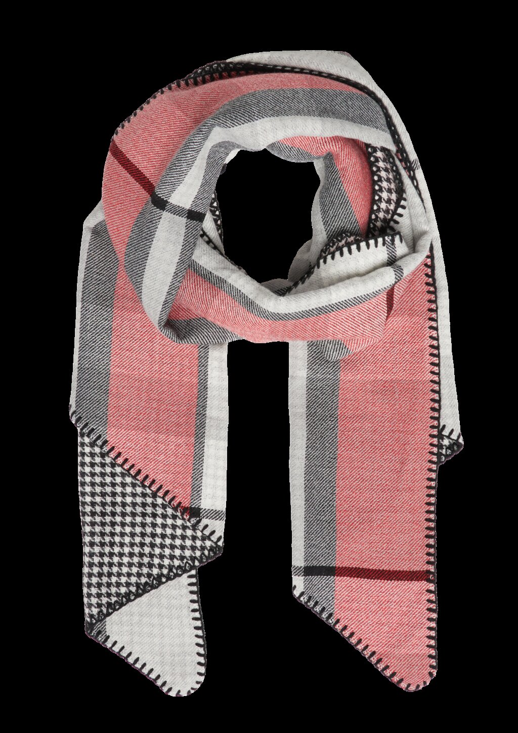 Geschrägter Wendeschal mit Karo- und Hahnentritt-Muster