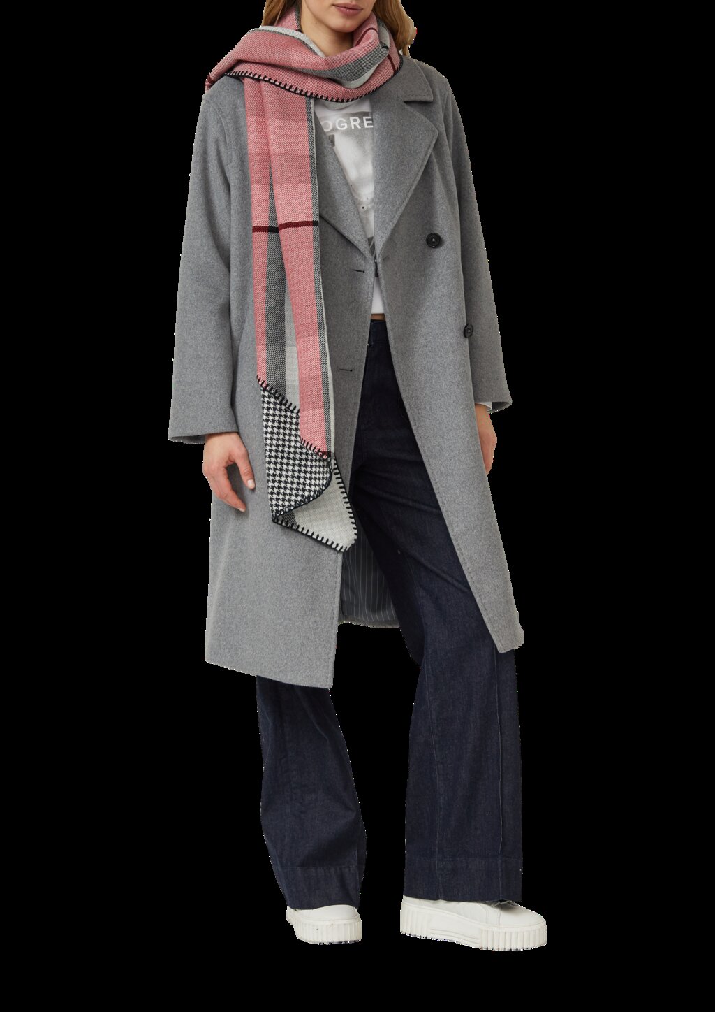 Geschrägter Wendeschal mit Karo- und Hahnentritt-Muster