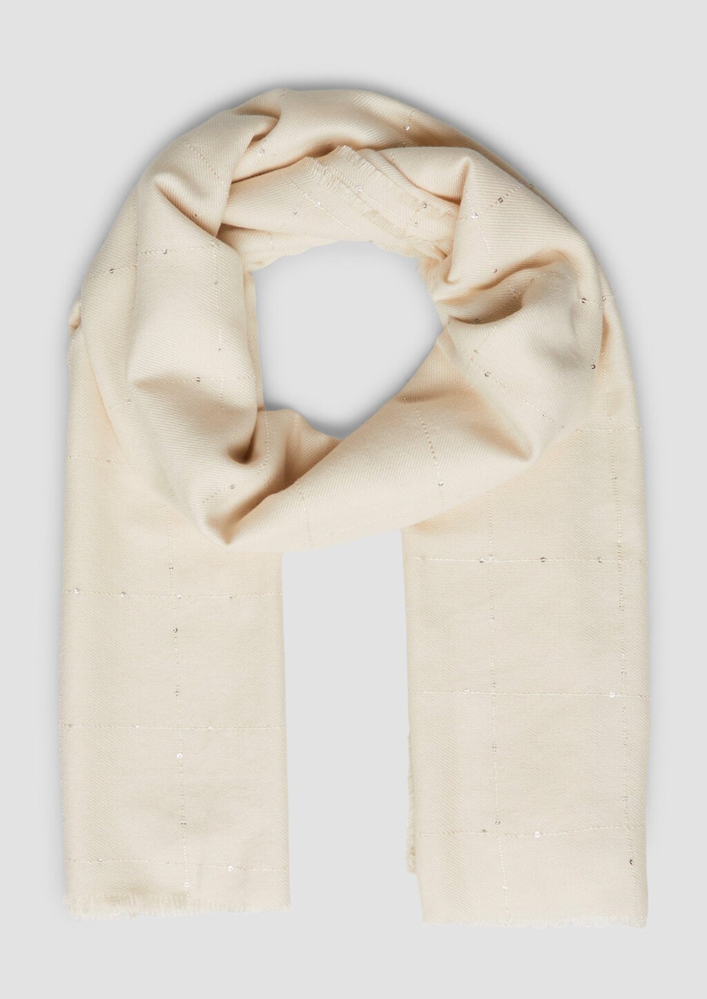 Breiter Schal mit umlaufenden Fransen und Pailletten-Details