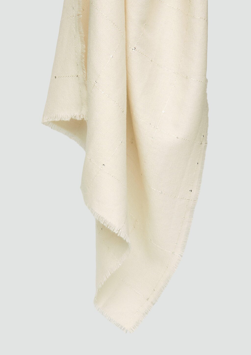 Breiter Schal mit umlaufenden Fransen und Pailletten-Details