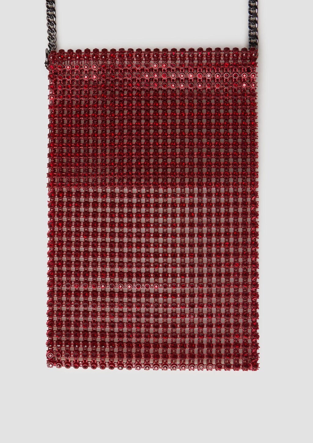 Handytasche mit Besatz aus Glassteinen und Schulterkette