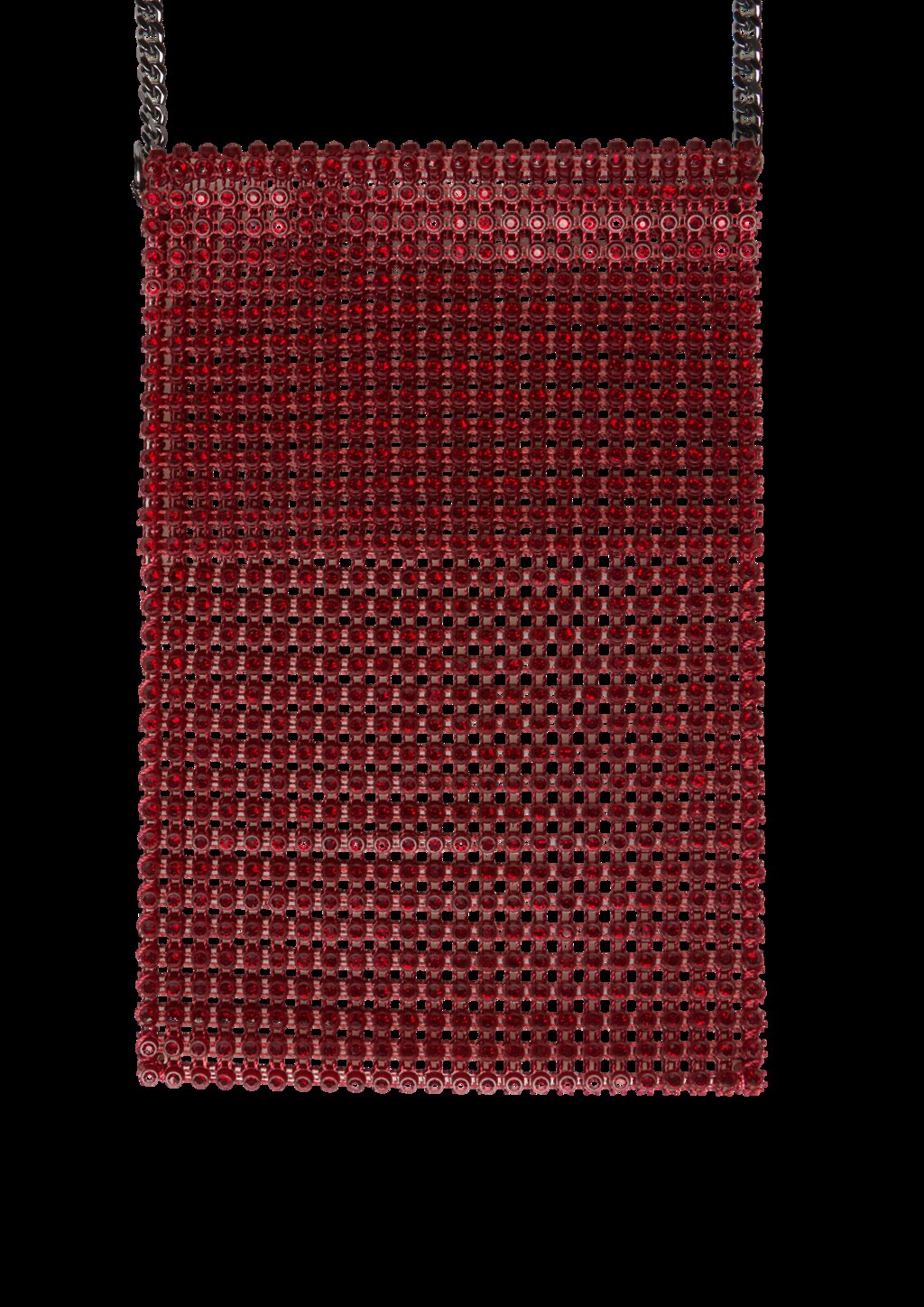 Handytasche mit Besatz aus Glassteinen und Schulterkette