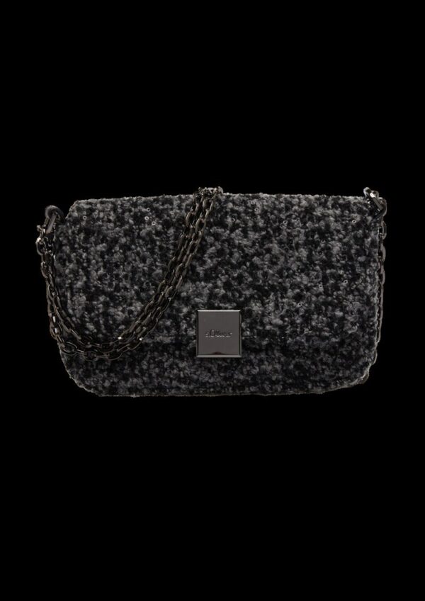 Clutch mit Schulterkette in Bouclé-Oberfläche