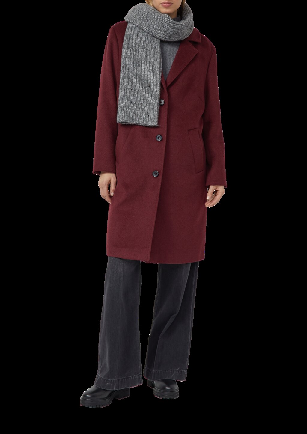 Breiter Strickschal mit Schmuckperlen-Details