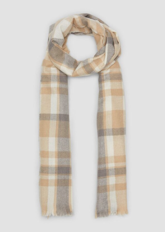 Karierter Schal mit offenem Kantenfransen