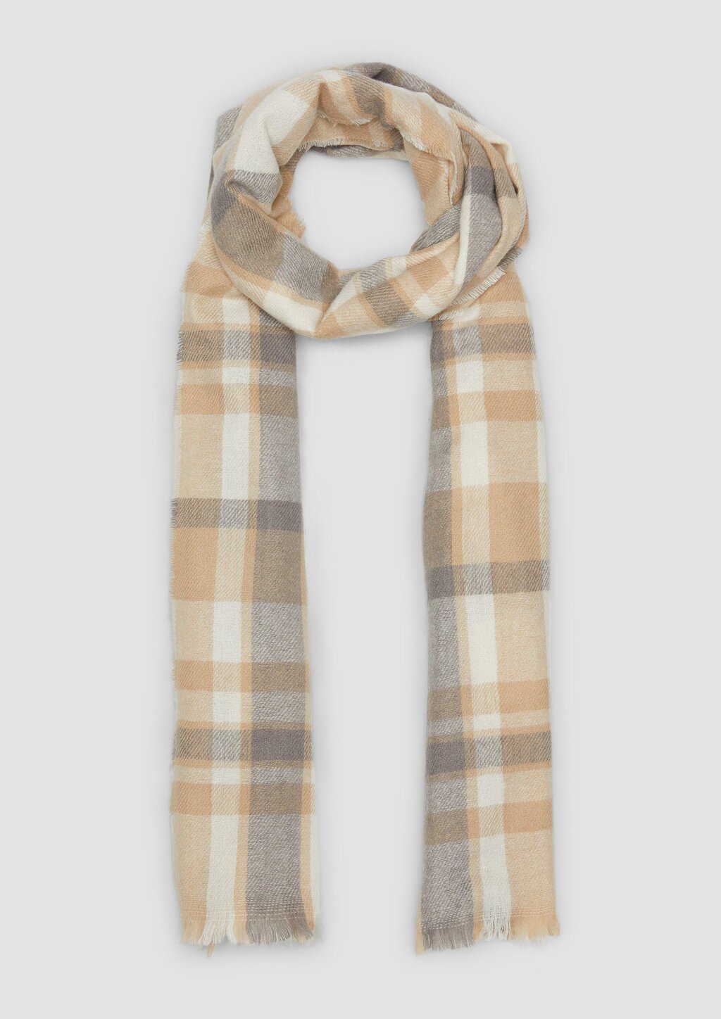 Karierter Schal mit offenem Kantenfransen