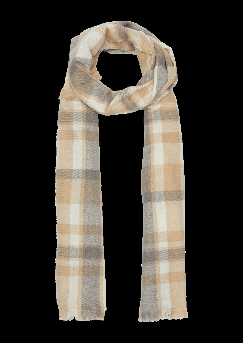 Karierter Schal mit offenem Kantenfransen