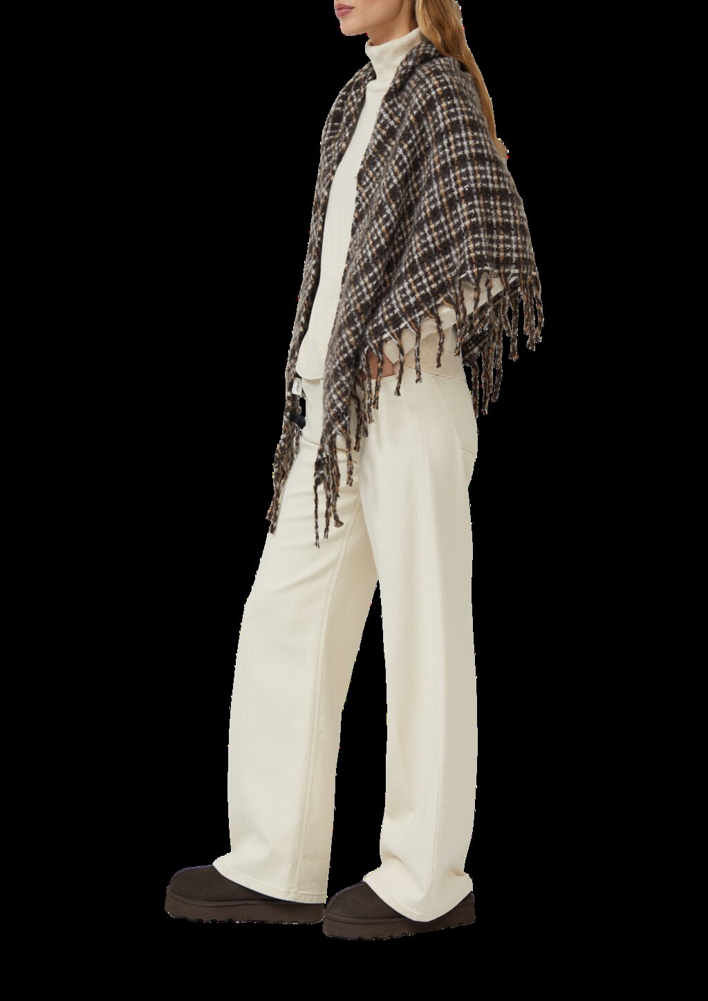 Gebürstetes Dreieckstuch mit gedrehten Fransen