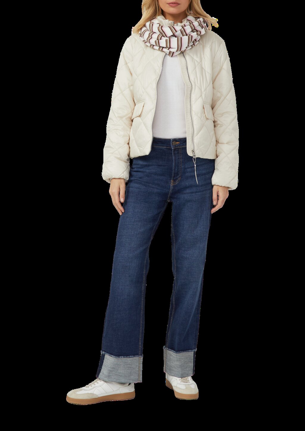 Feinstrick Loop-Schal mit Streifenmuster