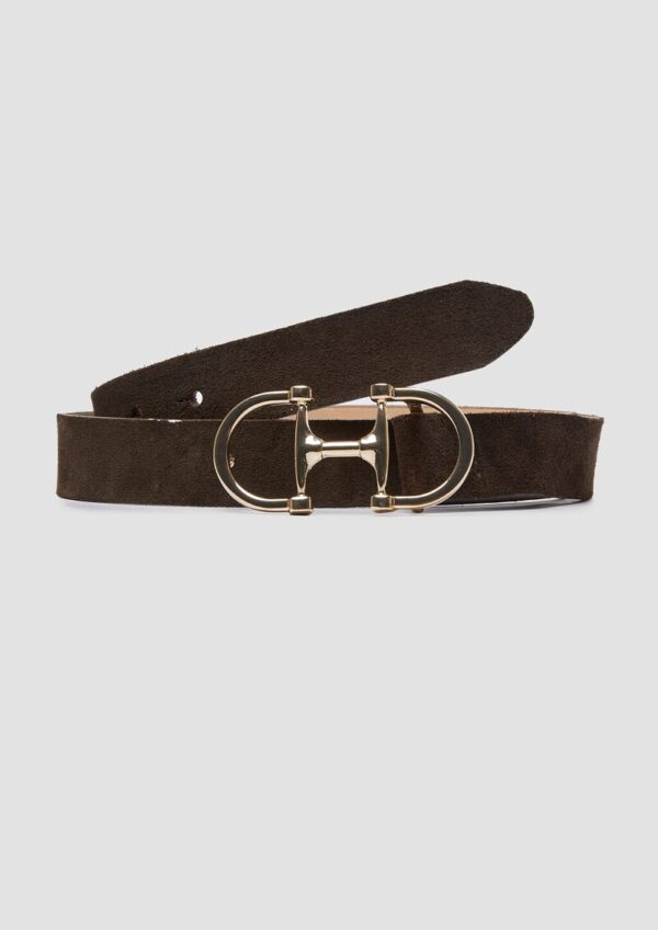 Veloursleder-Gürtel mit eleganter Metall-Schließe