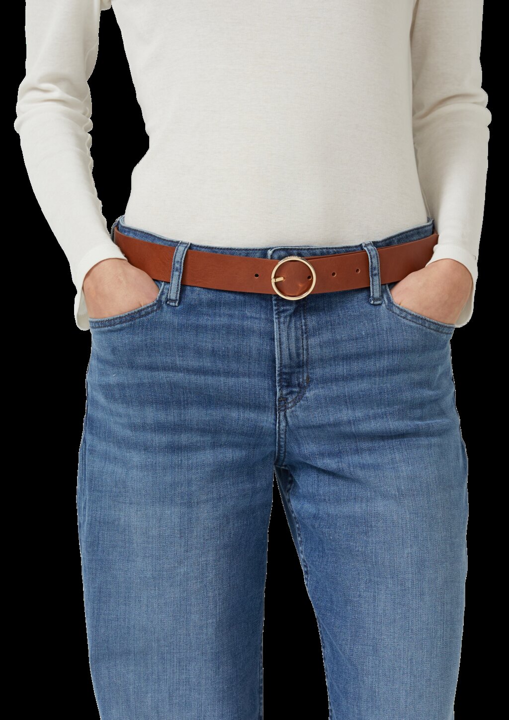 Ledergürtel mit runder Schnalle mit Logo-Gravuren