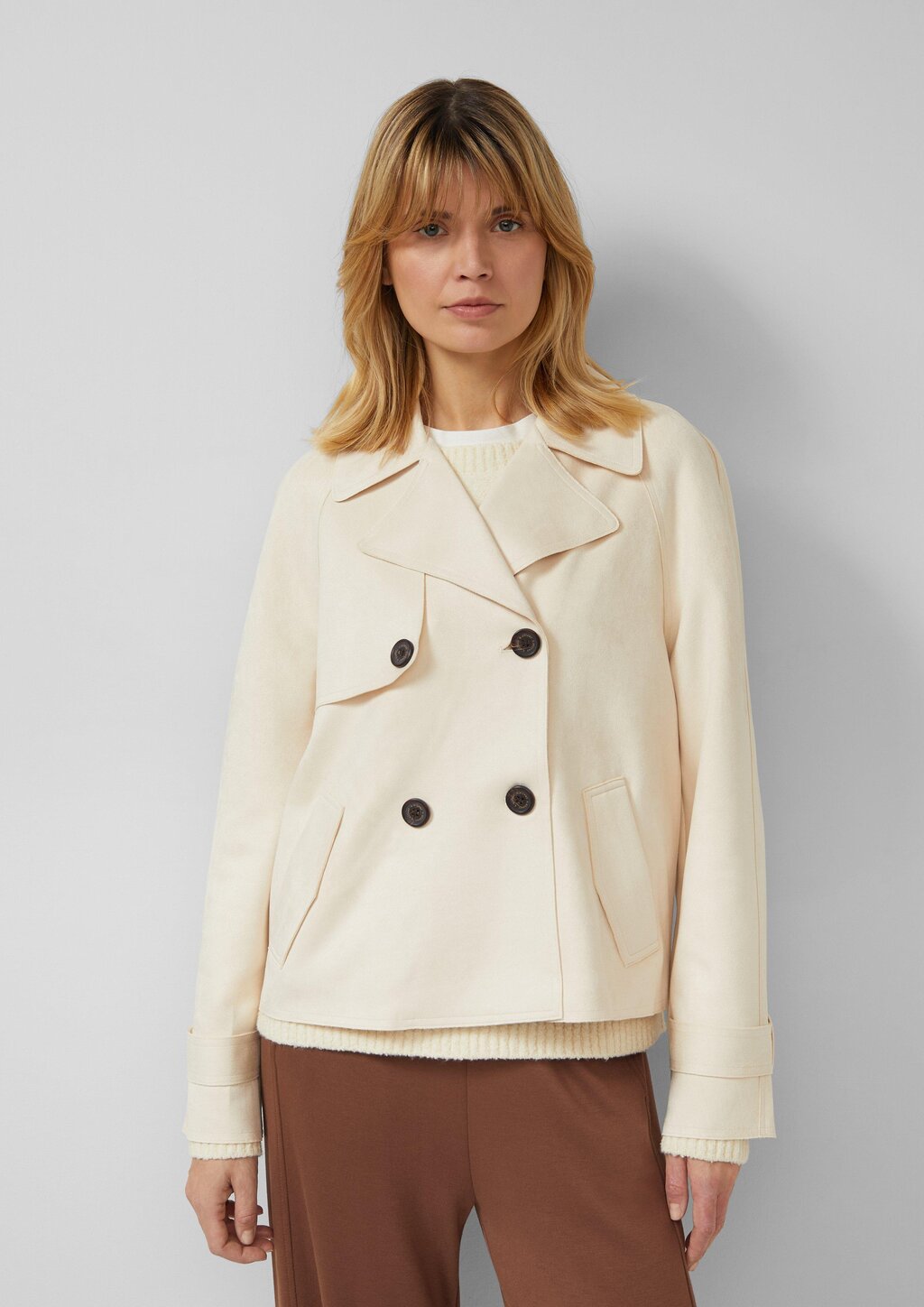 Cabanjacke im Relaxed Fit in Velourslederoptik