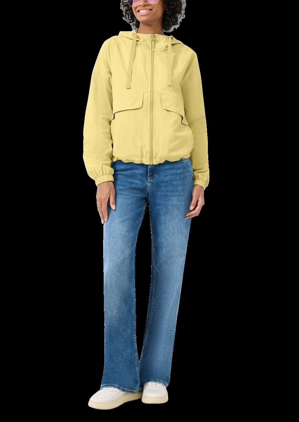 Nylonjacke mit verstellbarem Saum und Kapuze