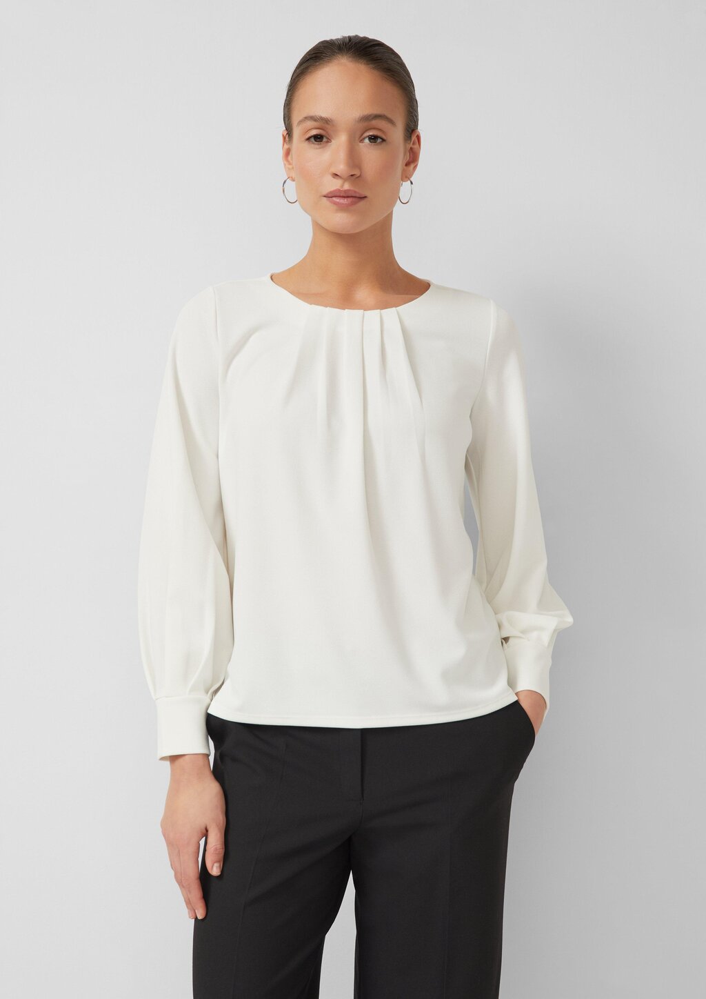 Bluse aus Jersey-Crêpe mit Faltendetails