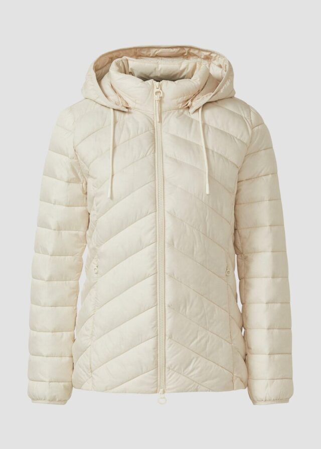 Gesteppte Jacke mit abnehmbarer Kapuze im Slim Fit