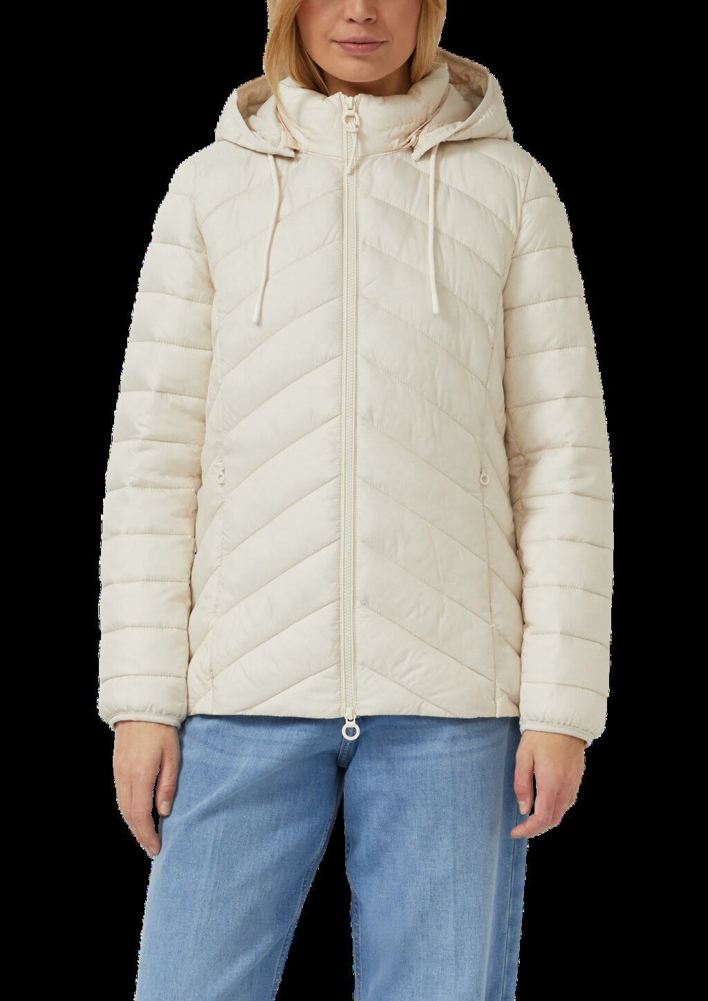 Gesteppte Jacke mit abnehmbarer Kapuze im Slim Fit