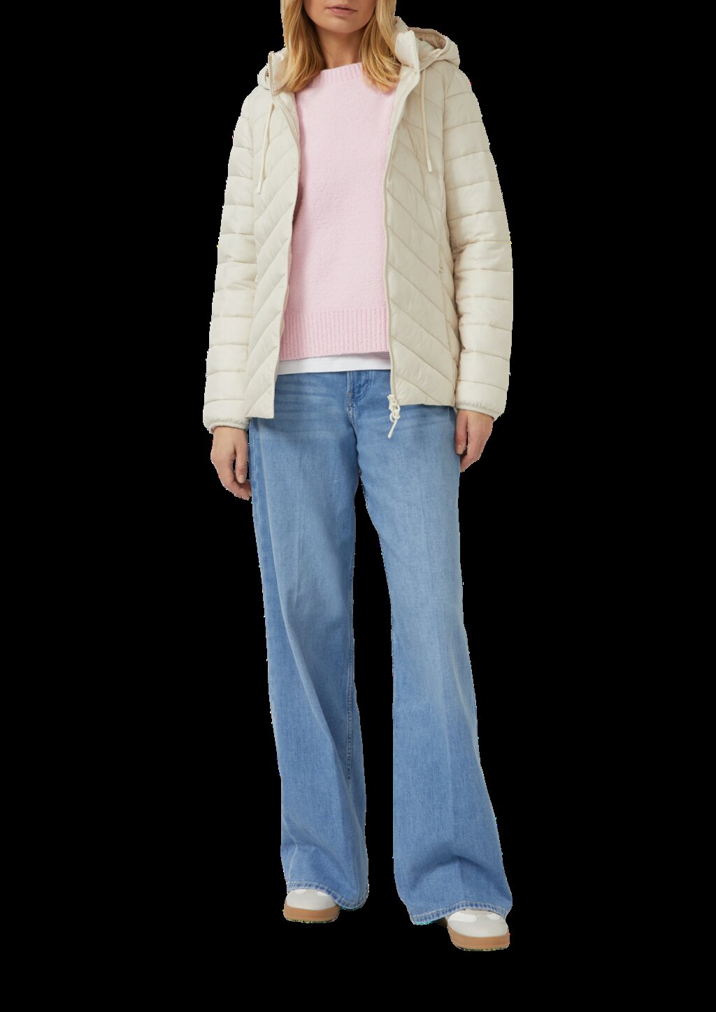 Gesteppte Jacke mit abnehmbarer Kapuze im Slim Fit