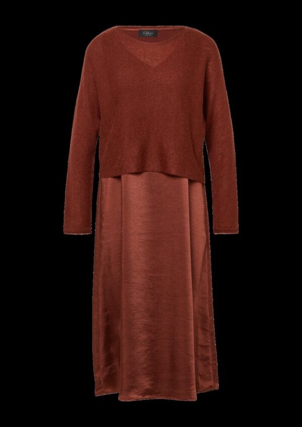 Set aus Satinkleid und Pullover aus Alpaka-Wollmix