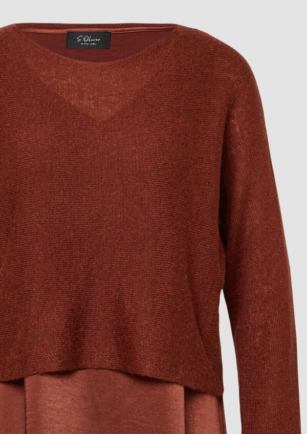 Set aus Satinkleid und Pullover aus Alpaka-Wollmix