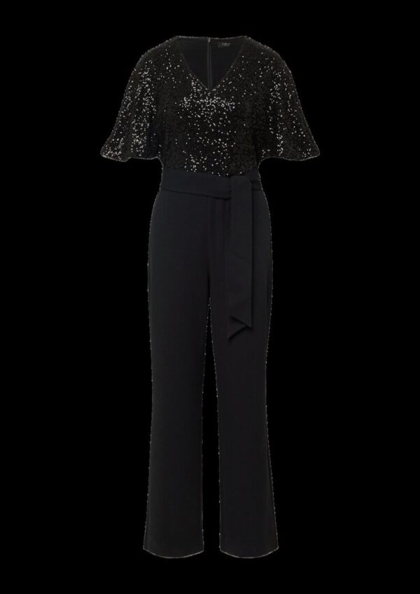 Festlicher Overall mit Pailletten und Bindegürtel