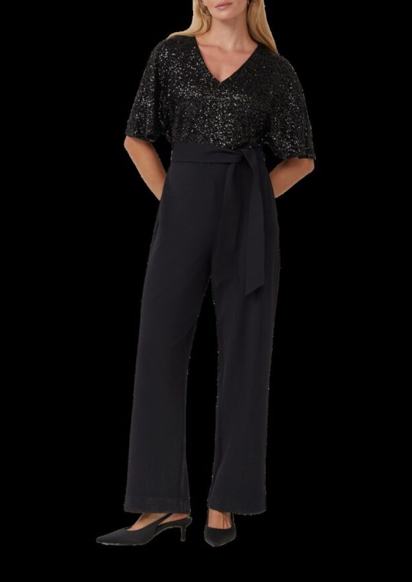 Festlicher Overall mit Pailletten und Bindegürtel