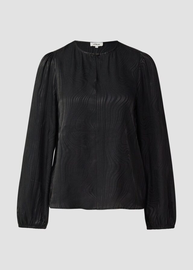 Fließende Jacquardbluse mit Raffung