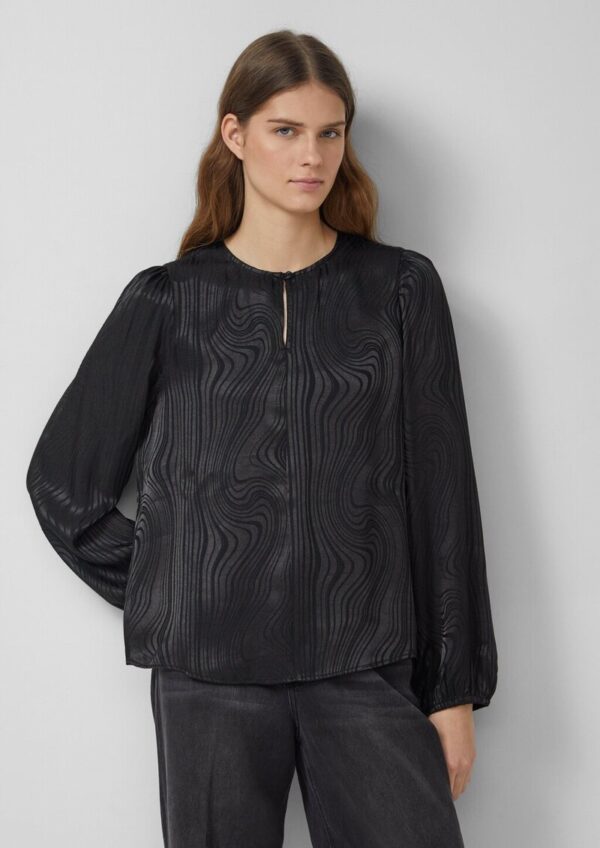 Fließende Jacquardbluse mit Raffung