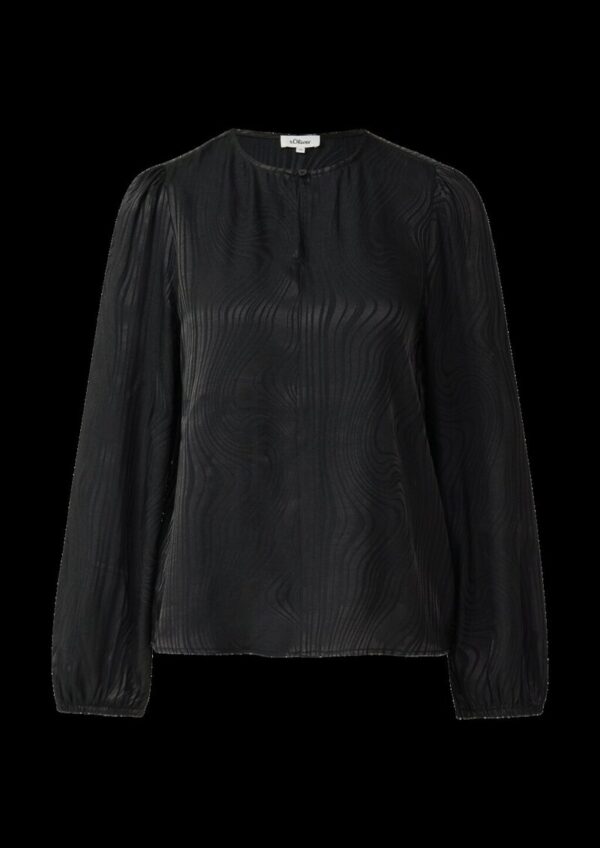 Fließende Jacquardbluse mit Raffung