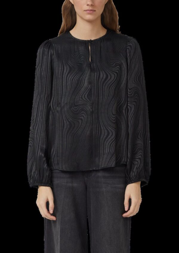 Fließende Jacquardbluse mit Raffung
