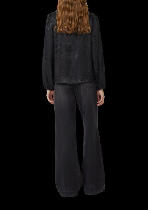 Fließende Jacquardbluse mit Raffung