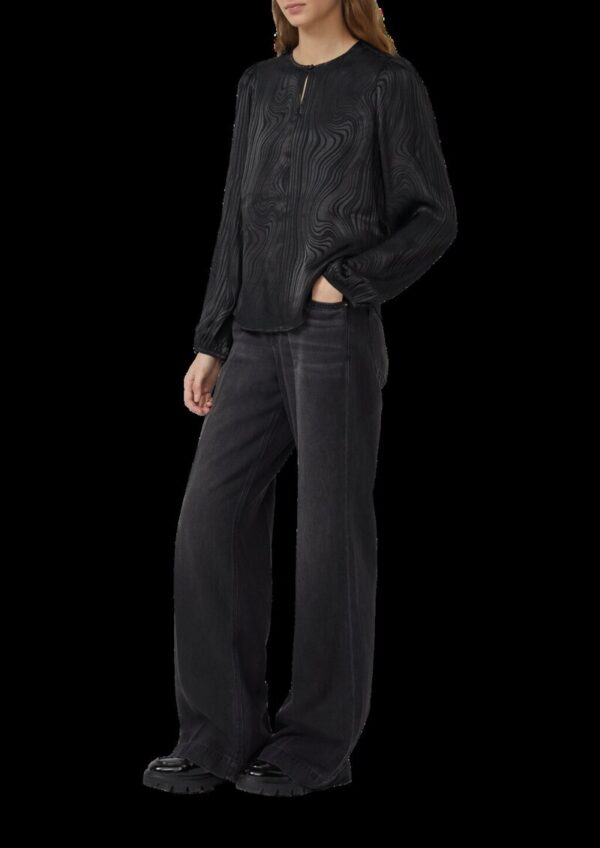 Fließende Jacquardbluse mit Raffung