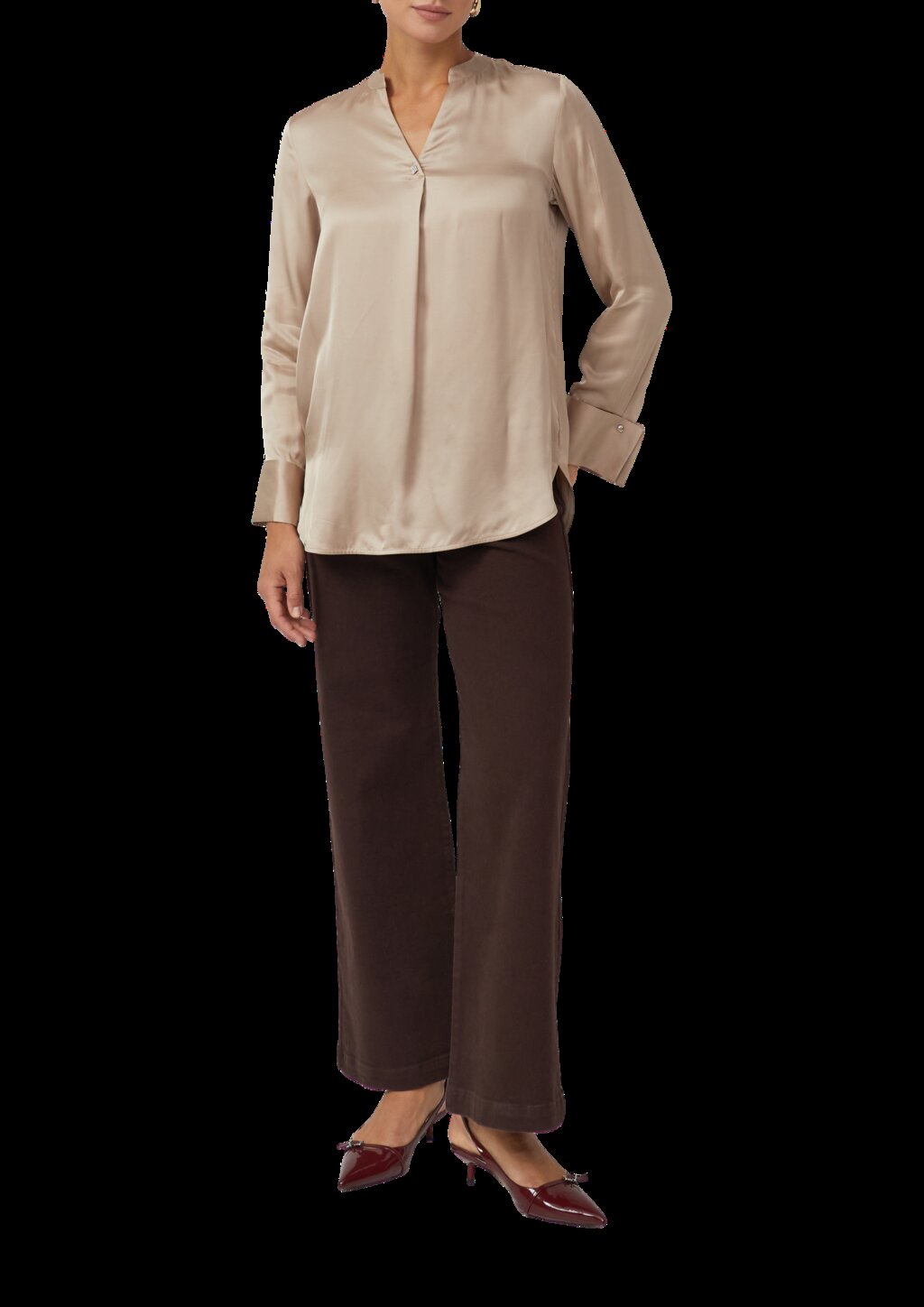 Elegante Satin-Bluse mit Manschetten