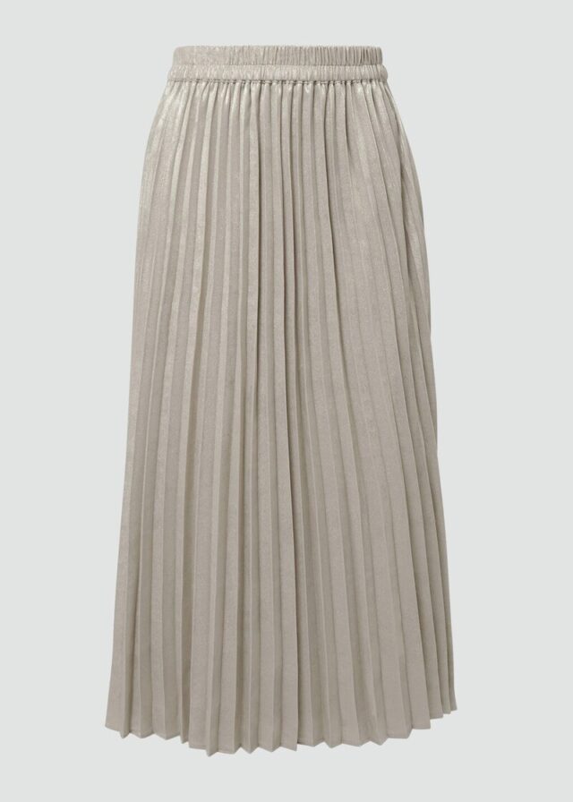 Schimmernder Plissee-Rock mit Elastikbund in Midi-Länge
