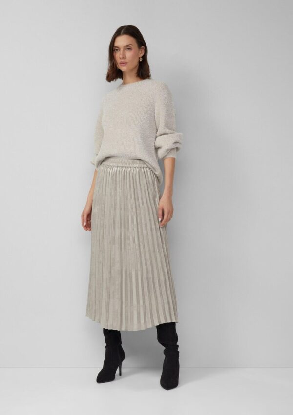 Schimmernder Plissee-Rock mit Elastikbund in Midi-Länge