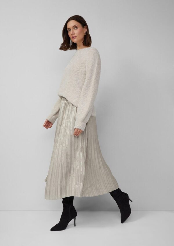 Schimmernder Plissee-Rock mit Elastikbund in Midi-Länge