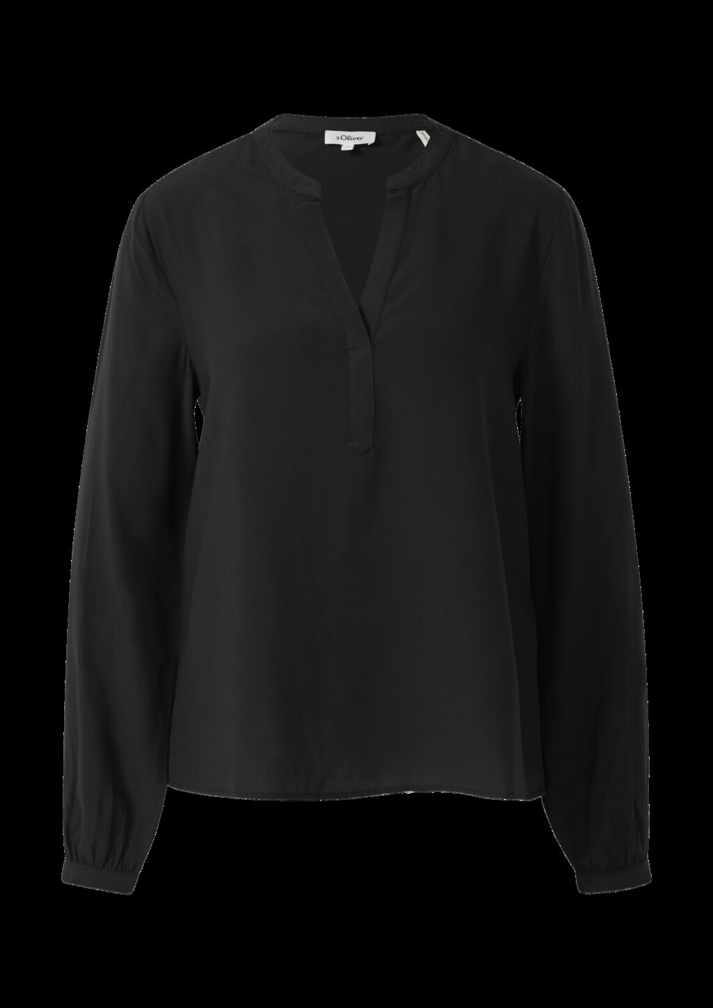 Fließende Viskosebluse mit Rundhals mit V-Ausschnitt