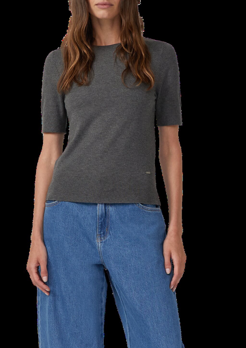 Kurzärmeliger Strickpullover aus Viskosemix