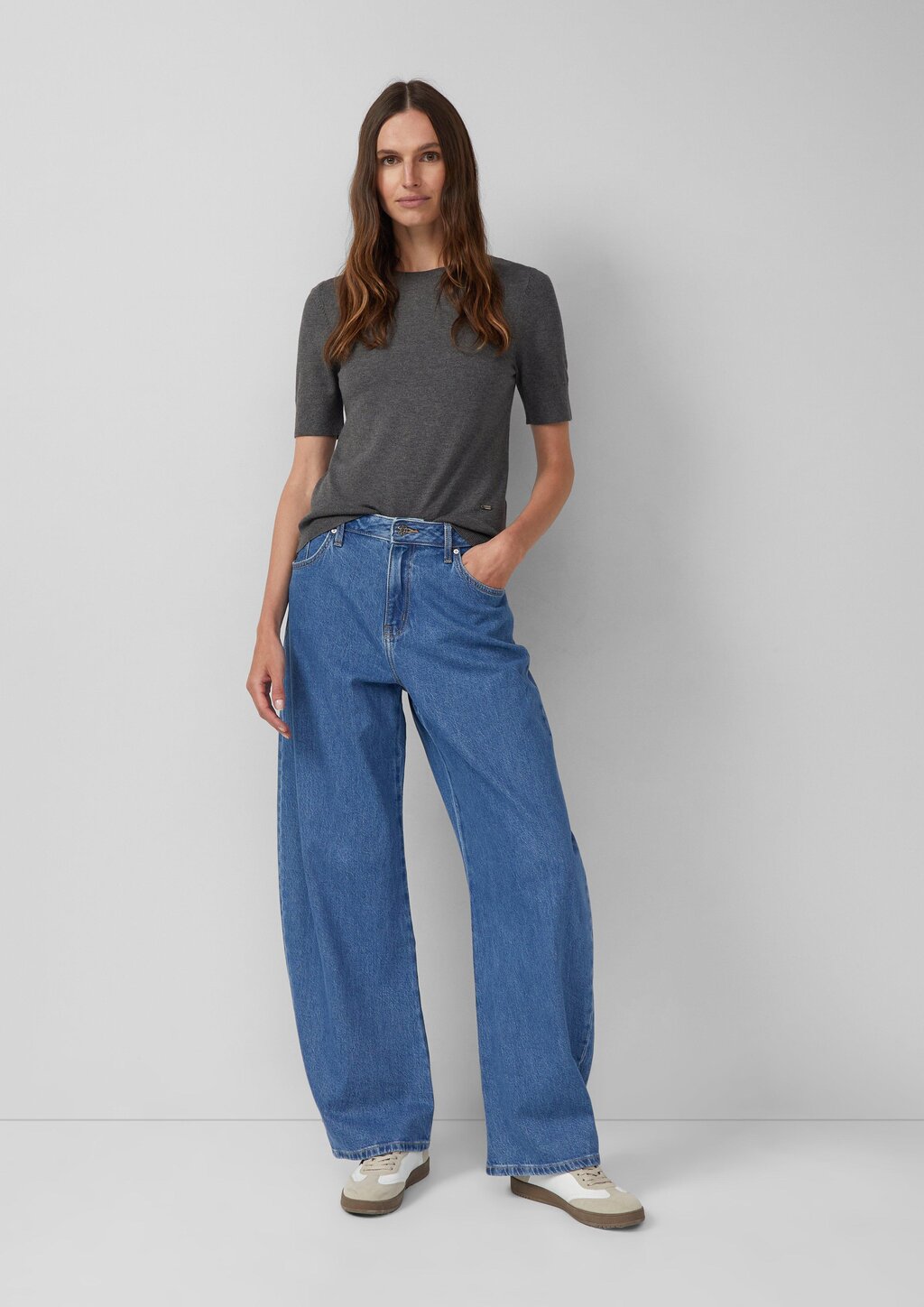 Kurzärmeliger Strickpullover aus Viskosemix