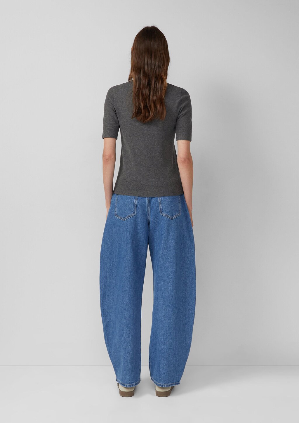 Kurzärmeliger Strickpullover aus Viskosemix