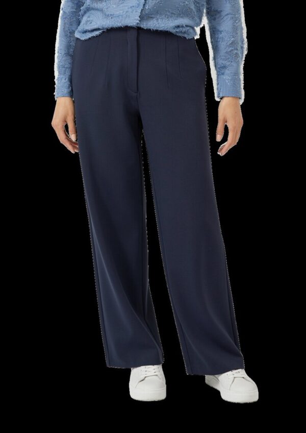 Elastische Stoffhose mit High Rise und weitem Bein